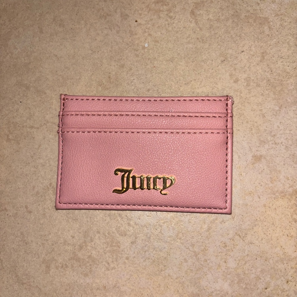Juicy Couture Blush Pink Card Holder with Gold Logo